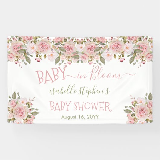 Baby in Bloom Pink Floral Baby shower Spandoek (Horizontaal)
