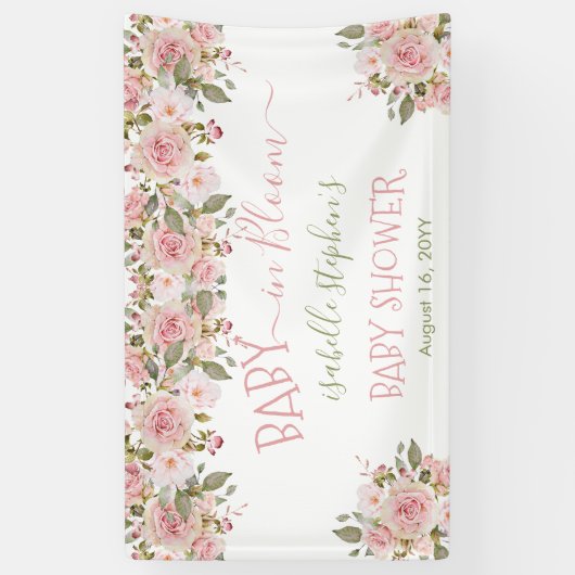Baby in Bloom Pink Floral Baby shower Spandoek (Verticaal)