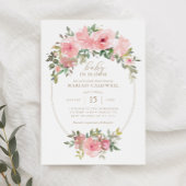 Baby in Bloom Pink Floral Greenery Baby shower Kaart