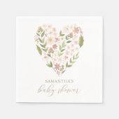 Baby in Bloom Pink Floral Heart Baby shower Servet (Voorkant)