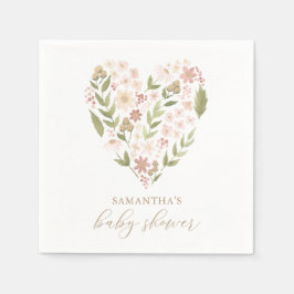 Baby in Bloom Pink Floral Heart Baby shower Servet
