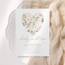 Baby in Bloom Pink Floral Heart Girl Baby shower
