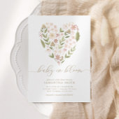 Baby in Bloom Pink Floral Heart Girl Baby shower Kaart