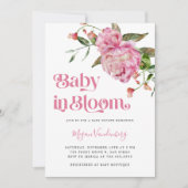 Baby in Bloom Pink Floral Invitation Kaart (Voorkant)