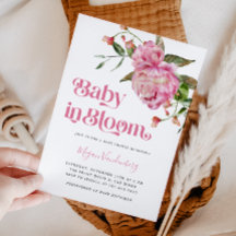 Baby in Bloom Pink Floral Invitation