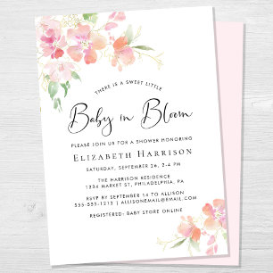 Baby in Bloom Pink Floral Shower Kaart