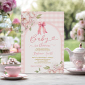 Baby in Bloom Pink Gingham Floral Schattige Baby s Kaart