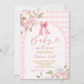 Baby in Bloom Pink Gingham Floral Schattige Baby s Kaart (Voorkant)