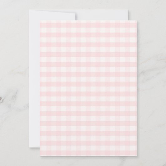 Baby in Bloom Pink Gingham Floral Schattige Baby s Kaart (Achterkant)