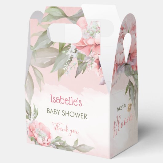 Baby in Bloom Pink Girl Baby shower Gable Bedankdoosjes (Geopend)