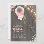 Baby in Bloom Pink Gold Balloon Rustisch Baby show Kaart (Voorkant)