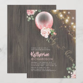 Baby in Bloom Pink Gold Balloon Rustisch Baby show Kaart (Voorkant / Achterkant)