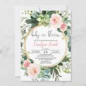Baby in Bloom Pink Gold Greenery Baby shower Kaart (Voorkant)