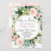 Baby in Bloom Pink Gold Greenery Baby shower