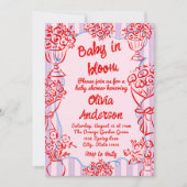 Baby in Bloom Pink Hand Drawn Flowers Baby shower Kaart (Voorkant)