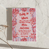 Baby in Bloom Pink Hand Drawn Flowers Baby shower Kaart
