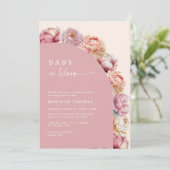 Baby in Bloom Pink Peony Arch Baby shower Kaart (Staand voorkant)