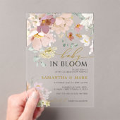 Baby in Bloom Pink & Red Wildflower Shower Acryl Uitnodigingen (Insitu (Draagbaar))