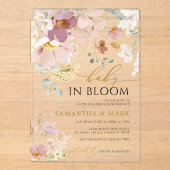 Baby in Bloom Pink & Red Wildflower Shower Acryl Uitnodigingen (Voorkant)