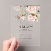 Baby in Bloom Pink Rose & Greenery Baby shower Acryl Uitnodigingen (Insitu (Draagbaar))