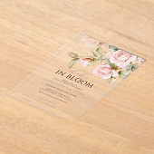 Baby in Bloom Pink Rose & Greenery Baby shower Acryl Uitnodigingen (Laagn)