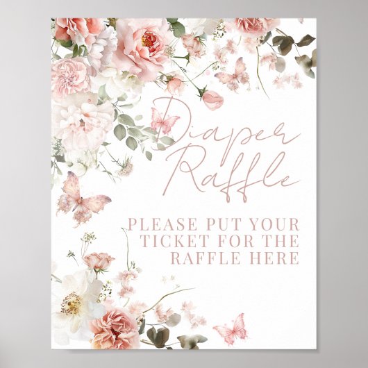 Baby in Bloom Pink Roses Meisje Baby shower Luier Poster (Voorkant)