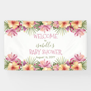 Baby in Bloom Pink Tropical Floral Baby shower Spandoek