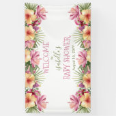 Baby in Bloom Pink Tropical Floral Baby shower Spandoek (Verticaal)