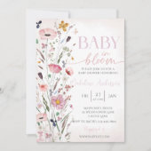 Baby in Bloom Pink Wildflower Baby shower Kaart (Voorkant)