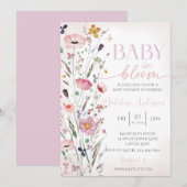 Baby in Bloom Pink Wildflower Baby shower Kaart (Voorkant / Achterkant)