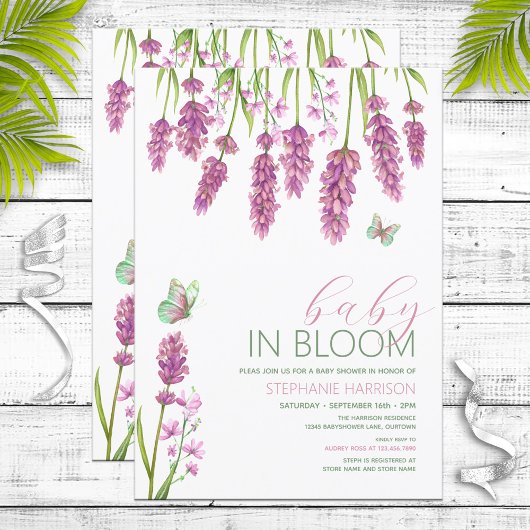 Baby in Bloom Pink Wildflower Baby shower Kaart