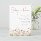 Baby in Bloom Pink Wildflowers Baby shower Kaart (Staand voorkant)