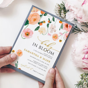 Baby in Bloom Poppies Flowers Shower Invitation Kaart