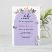Baby in Bloom Purple Floral Butterfly Baby Shower  Kaart (Staand voorkant)