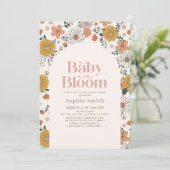 Baby in Bloom Retro Bloemenboog Roze Baby shower Kaart (Staand voorkant)