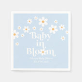 Baby in Bloom! Retro Daisy blauw boho Baby shower Servet (Voorkant)