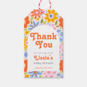 Baby in Bloom Retro Groovy Baby shower Bedankt Cadeaulabel (Voorkant)