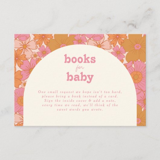 Baby in Bloom Retro Groovy Roze | Boho Informatiekaartje (Voorkant)