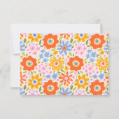 Baby in Bloom Retro Groovy Wildflowers Baby shower Bedankkaart (Achterkant)