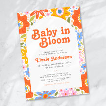 Baby in Bloom Retro Groovy Wildflowers Baby shower
