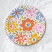 Baby in Bloom Retro Groovy Wildflowers Baby shower Papieren Bordje