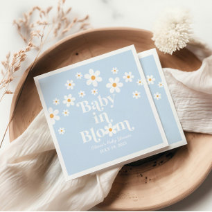 Baby in Bloom! Retro madeliefje blauwe boho baby s Servet
