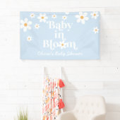 Baby in Bloom! Retro madeliefje boho baby shower Spandoek (Insitu)
