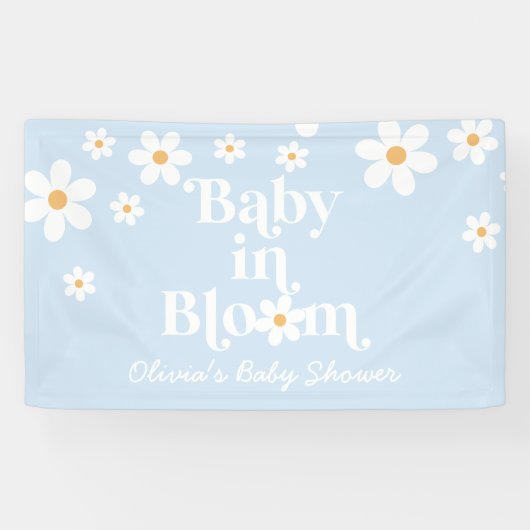 Baby in Bloom! Retro madeliefje boho baby shower Spandoek (Horizontaal)