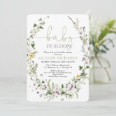 Baby in Bloom romantisch baby shower van wilde blo Kaart (Staand voorkant)
