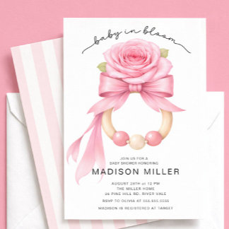 Baby in Bloom Rose Baby Shower Invitation Kaart