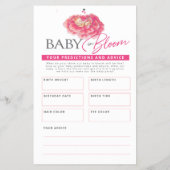 Baby in bloom roze baby shower bingo voorspellinge flyer (Achterkant)