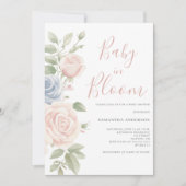 Baby in Bloom Roze Blauw Bloemen Baby shower Kaart
