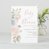 Baby in Bloom Roze Blauw Bloemen Baby shower Kaart