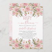 Baby in Bloom Roze Bloemen Baby Shower Kaart (Voorkant / Achterkant)